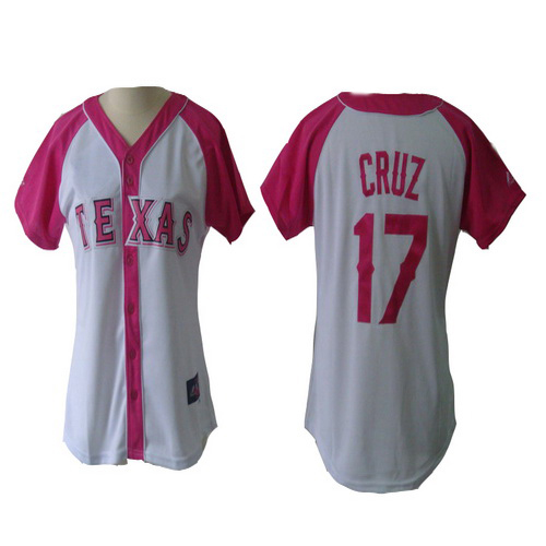 2012 New style Texas Rangers 17 Nelson Cruz Womens Pink Splash Fashion MLB Jersey By Majestic